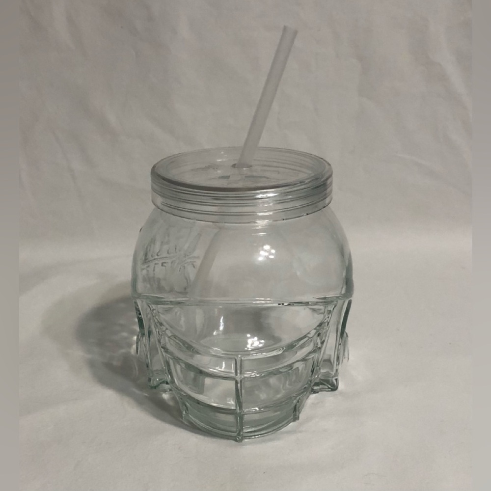 Helmet glass skull Tumbler with Lid and Straw Game Time graphic.36.2oz